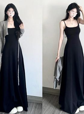 Black camisole dress for women棉绸连衣裙新款外穿年轻款黑色