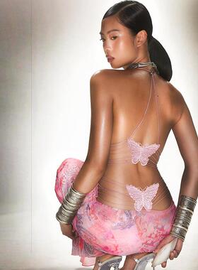 Summer fashion trend women's  halter dress挂脖露背包臀连衣裙