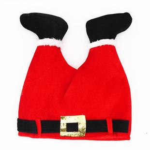 Red Inverted Old Man Belt Christmas Hat Set圣诞帽套装帽子