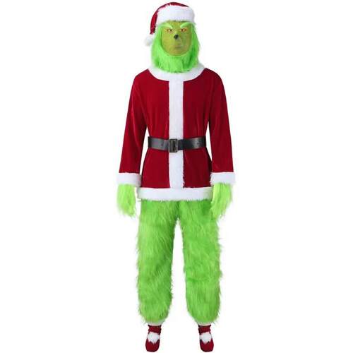 M-4XLLongHairChristmasGreen