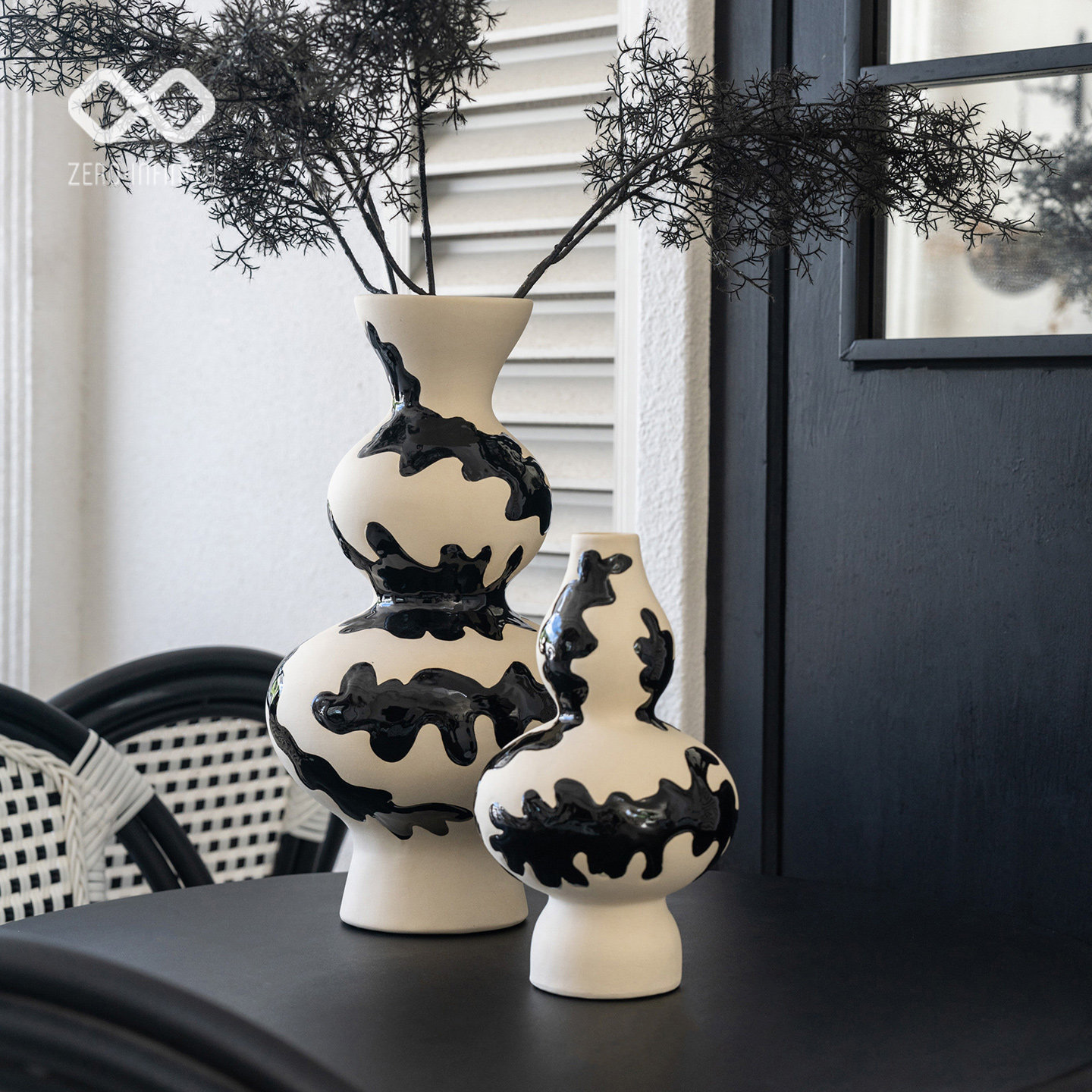 中古风葫芦花器陶瓷花瓶插花摆件