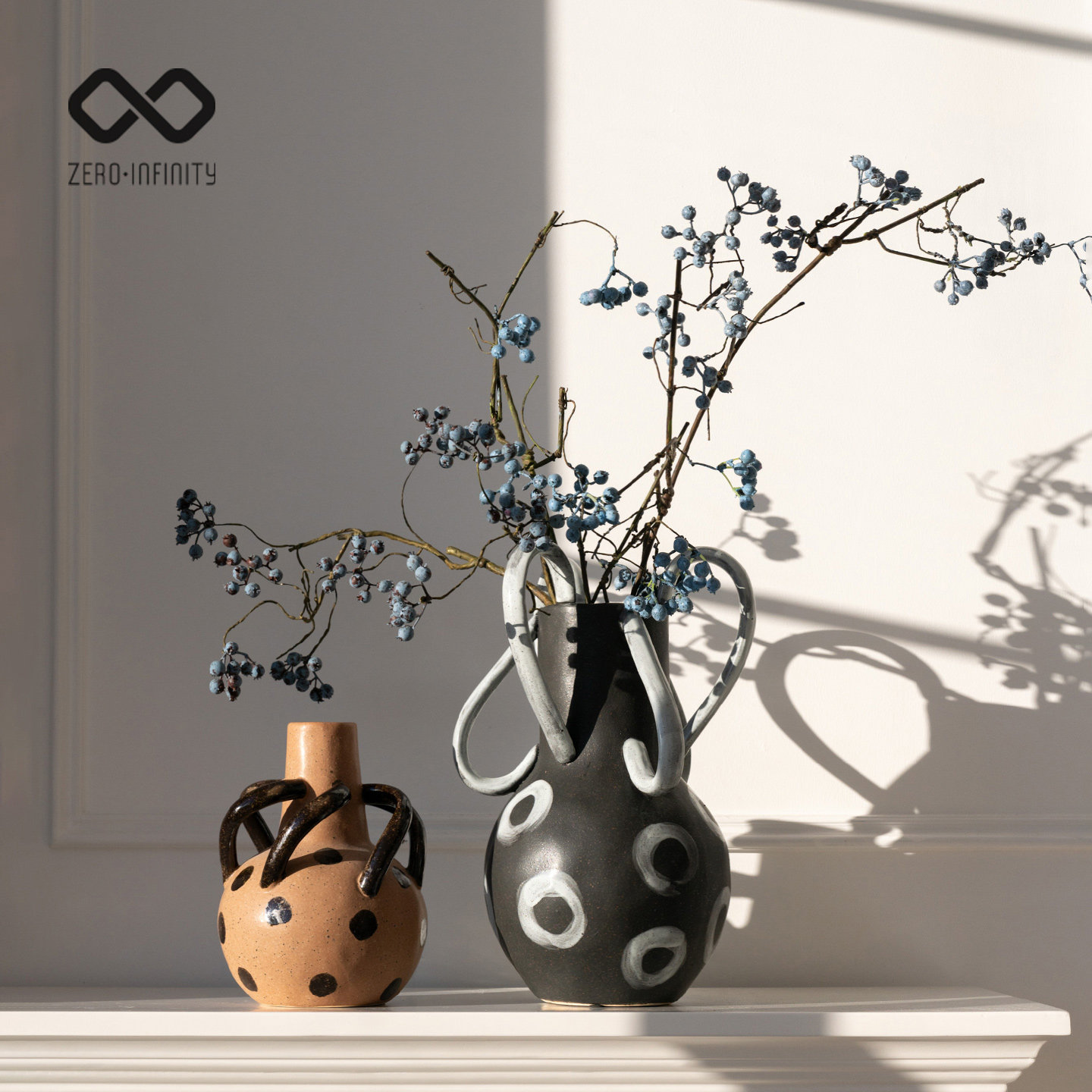 中古风陶瓷扭扭花瓶客厅卧室摆件