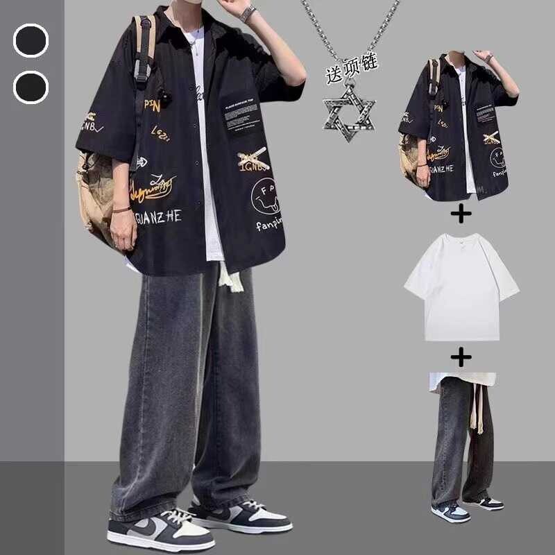 男生短袖夏季潮牌日系短袖