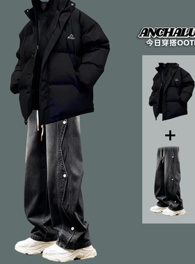 2025新款冬季立领棉衣男士加厚痞帅风外套潮流棉服套装一整套搭配