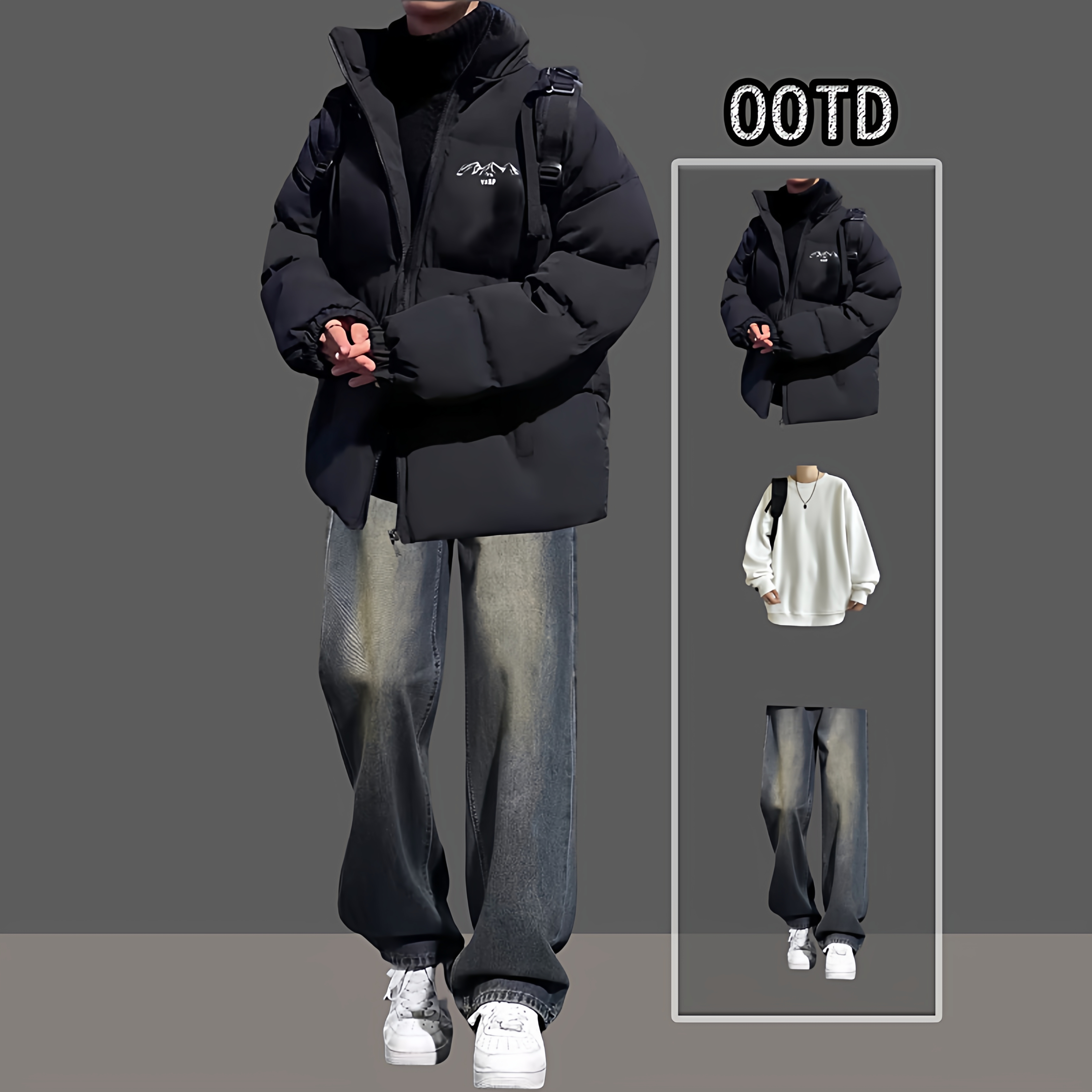 美式立领复古棉服男士冬季保暖