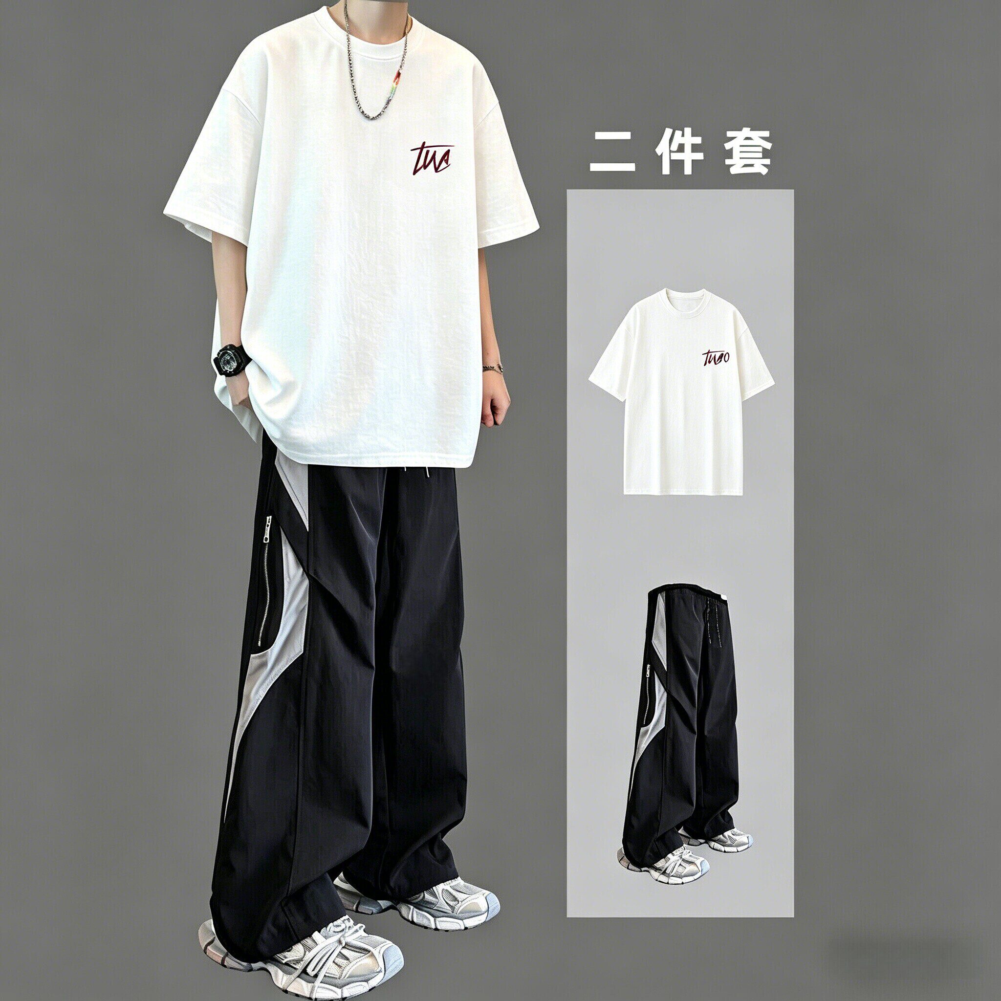 夏季纯棉短袖男生运动服两件套图片