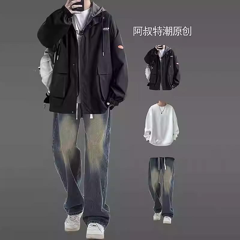 男生春秋假两件外套一整套搭配