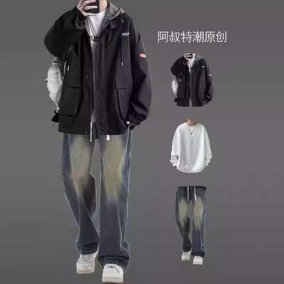 男生春秋假两件外套一整套搭配