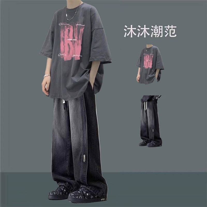 美式复古纯棉t恤男生穿搭休闲