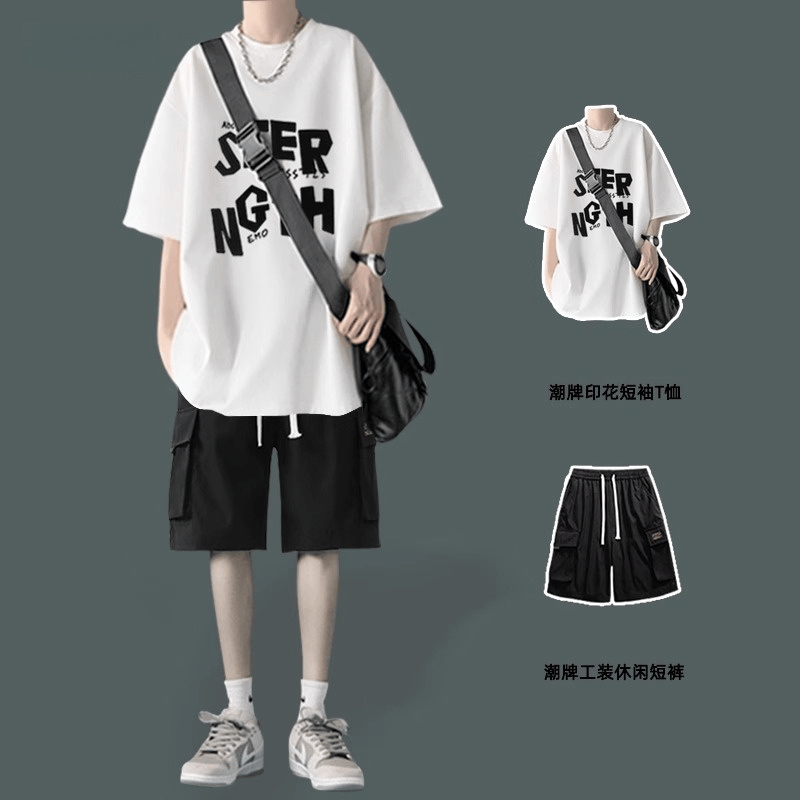一套搭配美式潮牌短裤夏季青少年