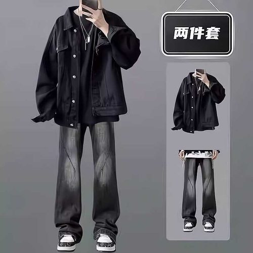 一套搭配牛仔外套套装春秋青少年