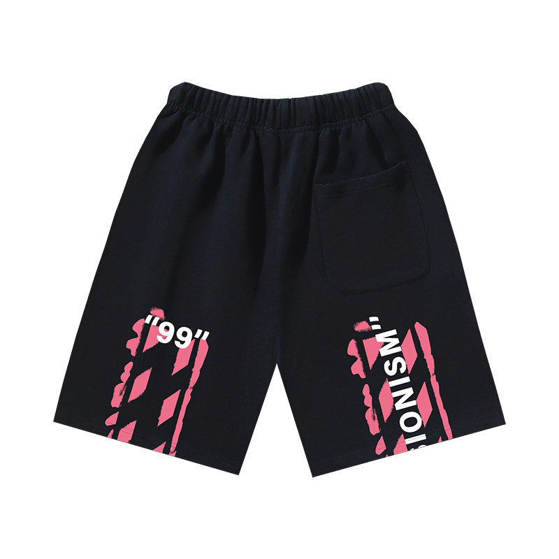 thumbnail for Europe Station OFF Trendy Brand Tape Arrow Cashew Palm Print OW Cropped Pants Unisex Casual Shorts ins