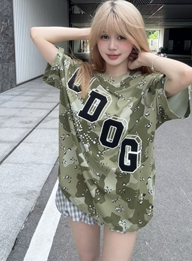 O-DOG 沙漠绿迷彩短袖 酷潮街头限定休闲美式透气迷彩街舞odog