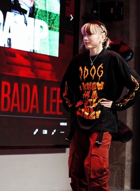 O-DOG BADALEE同款 盖思德T恤 火焰印花长袖T舞者潮流宽松