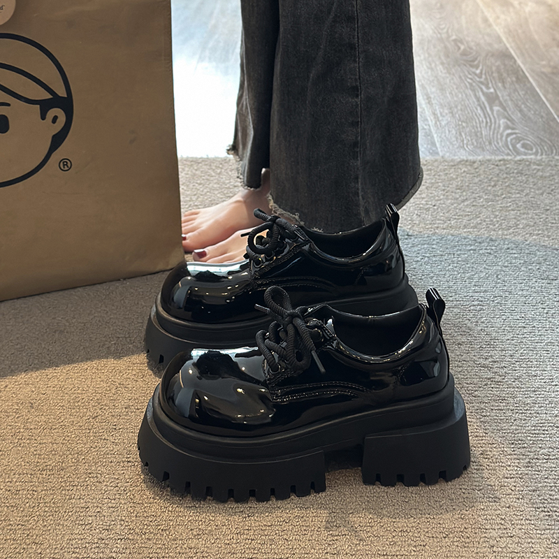 英伦风厚底增高小皮鞋女甜酷单鞋