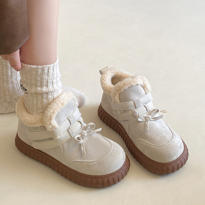 加绒加厚雪地靴女厚底毛毛大棉鞋