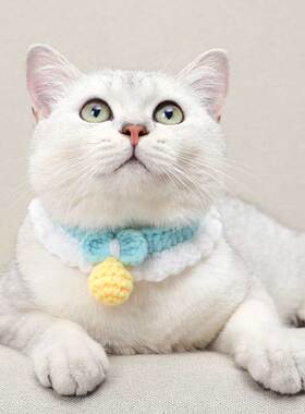 猫咪围脖装饰品猫口水巾编织围巾小猫围兜狗小围嘴布偶猫宠物用品