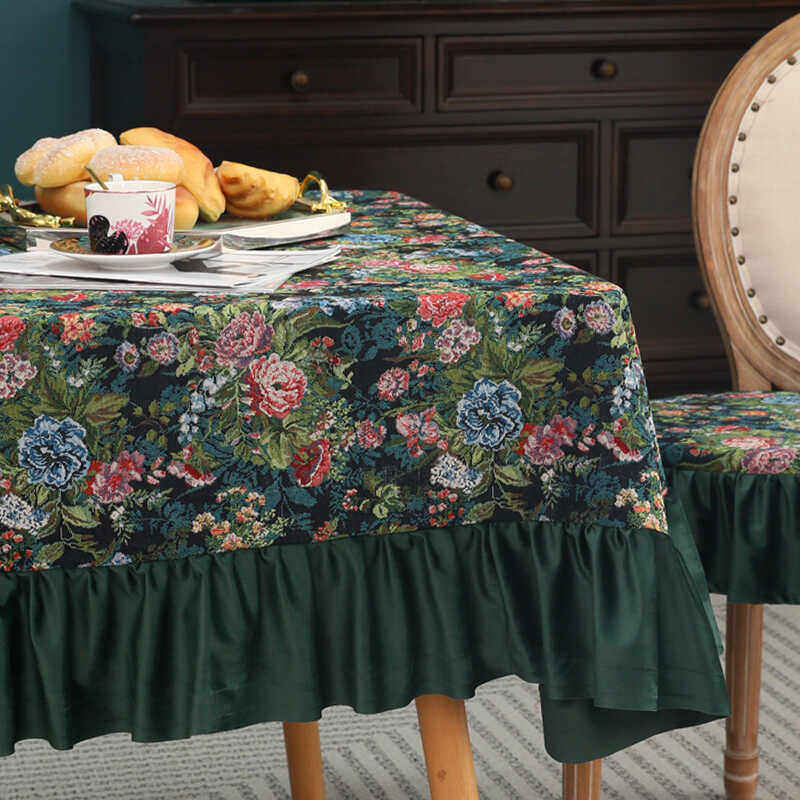 美式乡村复古桌布田园碎花餐桌茶几台布长方形家用qw客厅装饰盖巾