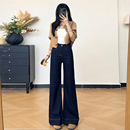 高腰显瘦宽松直筒高个子拖地裤 丹宁蓝阔腿牛仔裤 女2025年秋冬新款