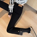 高腰显瘦九分加绒烟管裤 女2025年秋冬新款 八分 直筒牛仔裤 黑色窄版