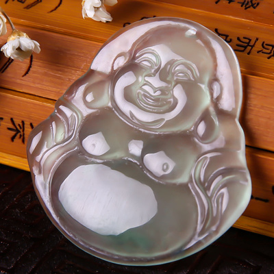 玉器弥勒佛佛公缅甸翡翠A货玉佛女款吊坠笑佛项链玉坠冰种玉佛