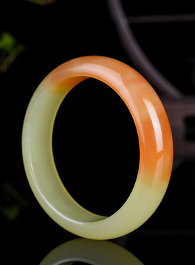 和田玉手镯子老坑糖黄羊脂白玉镯新疆老黄玉宽细款少女条玉手镯子