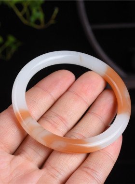 玉器新疆和田羊脂玉糖白玉老料黄白玉细圆条叮当手镯款玉镯子