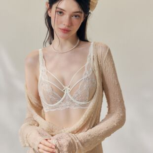 樱慕月下昙花超薄软钢圈性感法式调整蕾丝内衣女文胸防下垂内梵