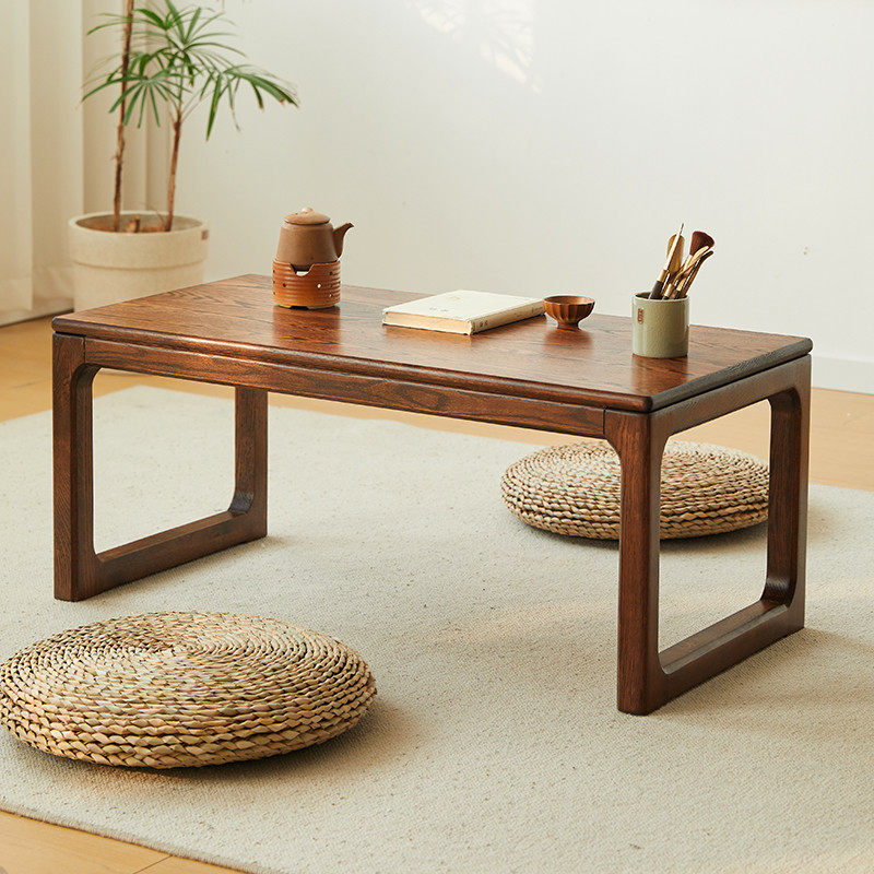 橡木实木茶桌新中式禅意原木茶几日式榻榻米炕桌家用客厅茶台