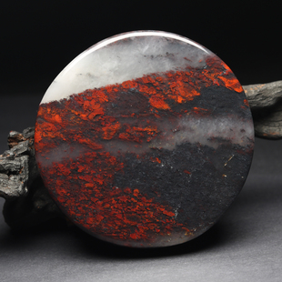 天然桂林鸡血玉手镯芯红白黑圆形手把件大号原石雕刻料男士把玩物