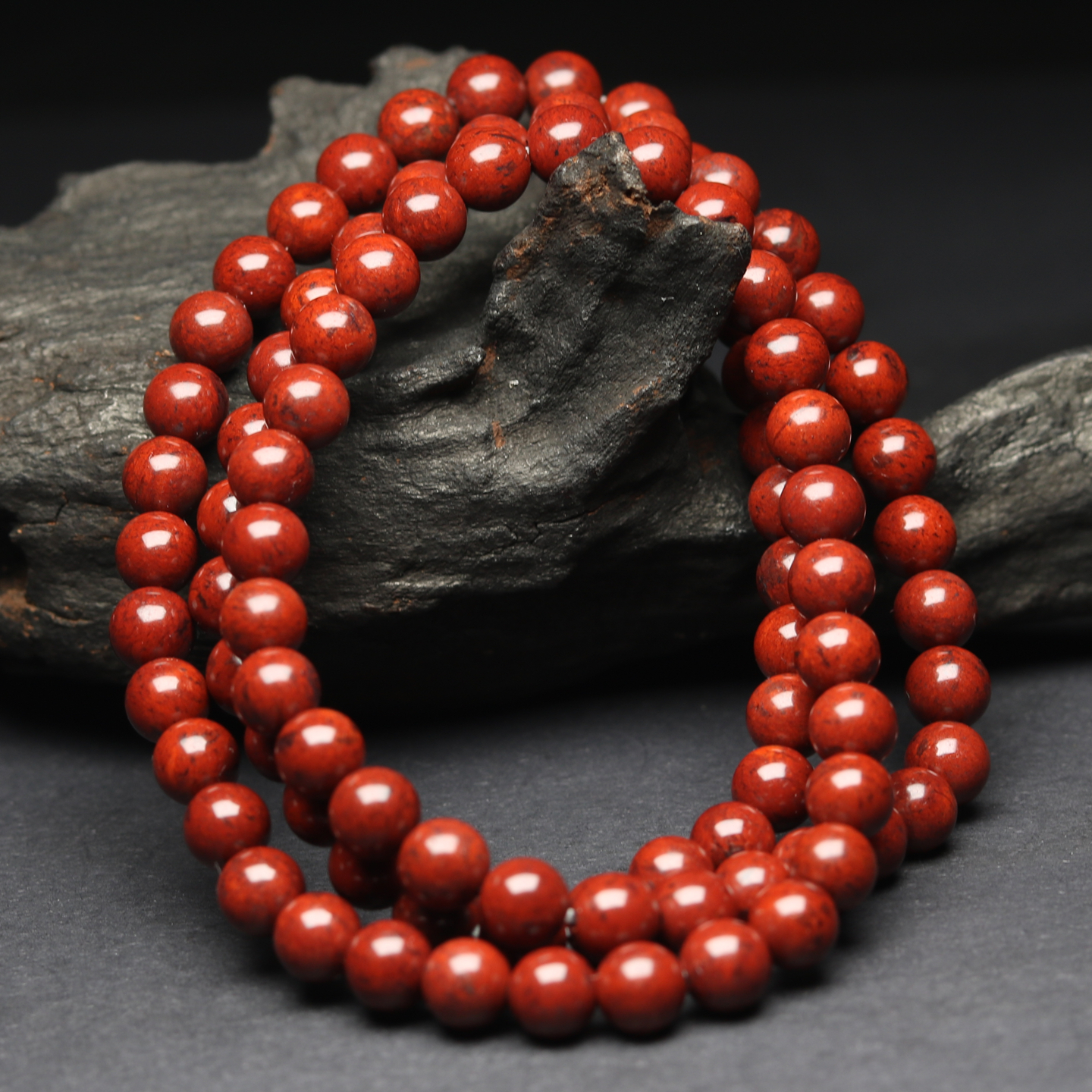 天然桂林鸡血玉手链红色鸡血石圆珠92颗佛珠男女本命年多圈玉手串
