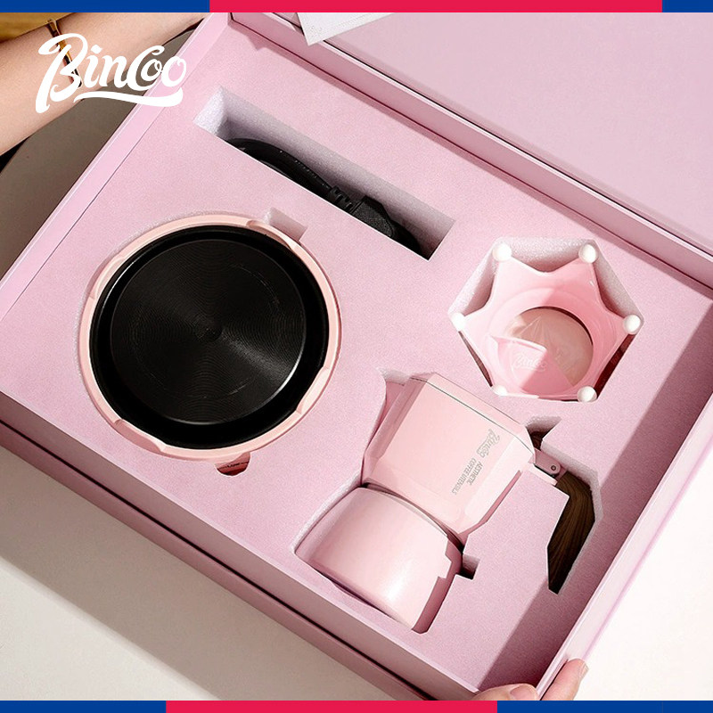 Bincoo粉色小鸟双阀摩卡壶礼盒套装煮咖啡壶手冲咖啡器具生日礼品