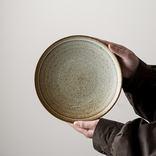 新款 盘子浅菜盘餐具圆西餐牛排陶瓷餐厅汝窑窑变意面平盘子 日式