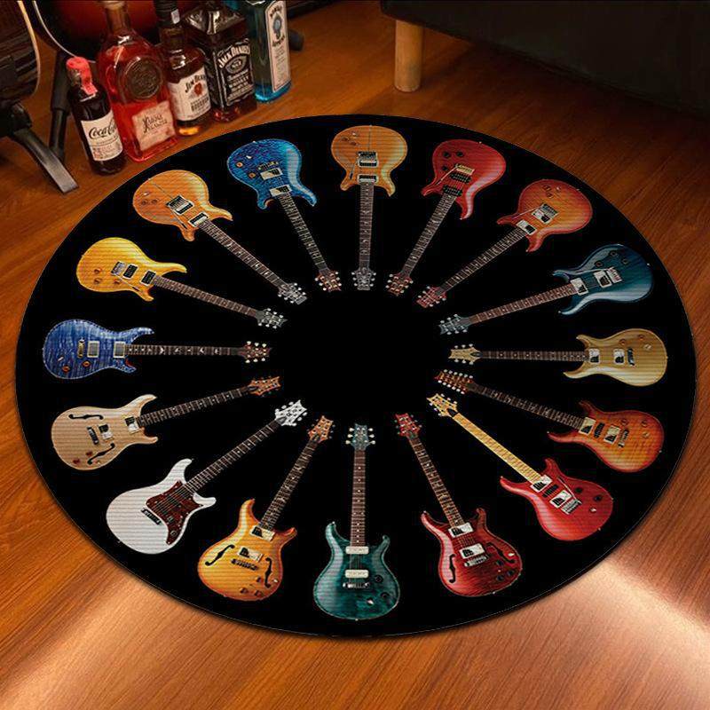 新款 乐器店装饰吉他地毯3D印花隔音耐脏架子鼓垫音响防滑动垫子