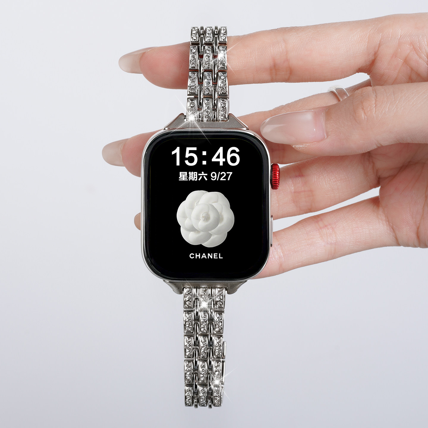 适用华为watchfit5手表带fit5pro满天星五珠镶钻腕表带fit4运动fit4pro智能fit3女生金属表链秋冬新款