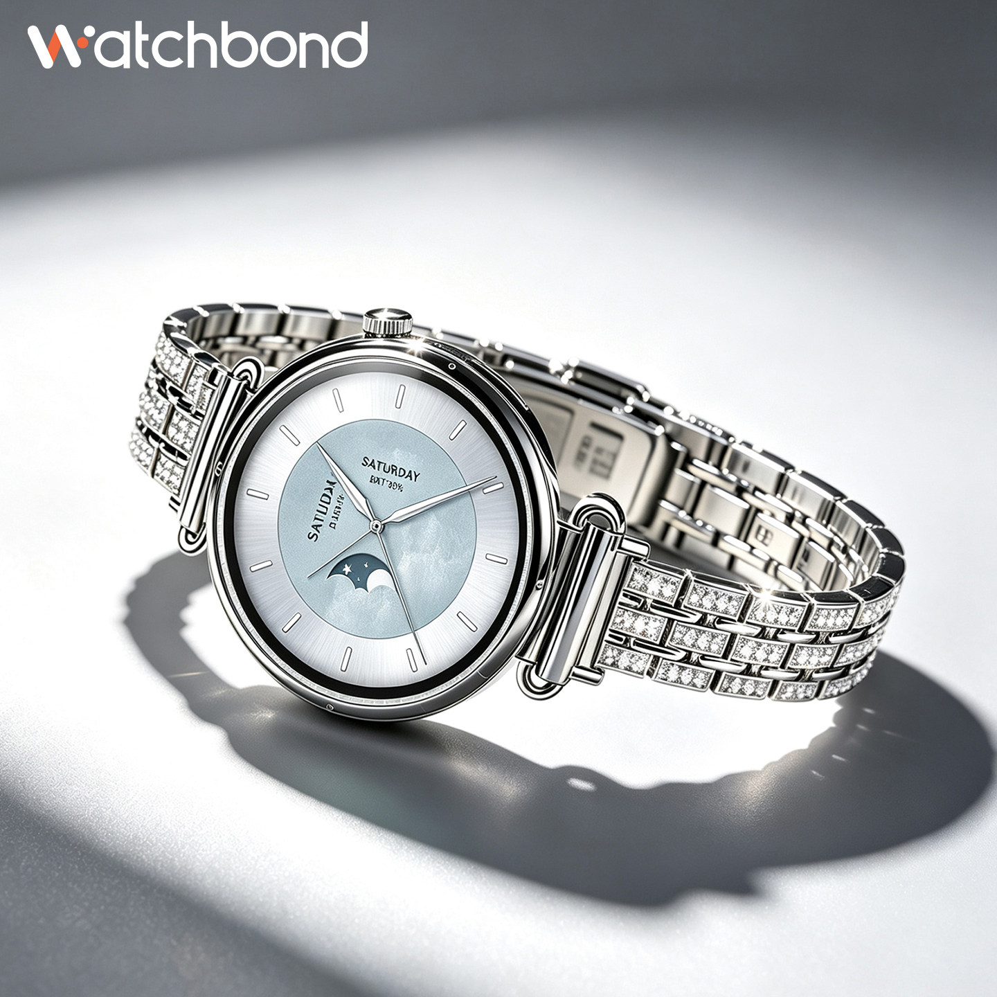 适用小米watchS5手表带18mm满天星41五珠s4镶钻不锈钢带运动流沙金薄荷绿智能女生金属腕表带秋季