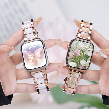 适用华为Watch Fit4pro手表带fit3树脂合金彩虹手环腕表带WatchFIT2运动fitnew雅致版女生夏天金属表链透气