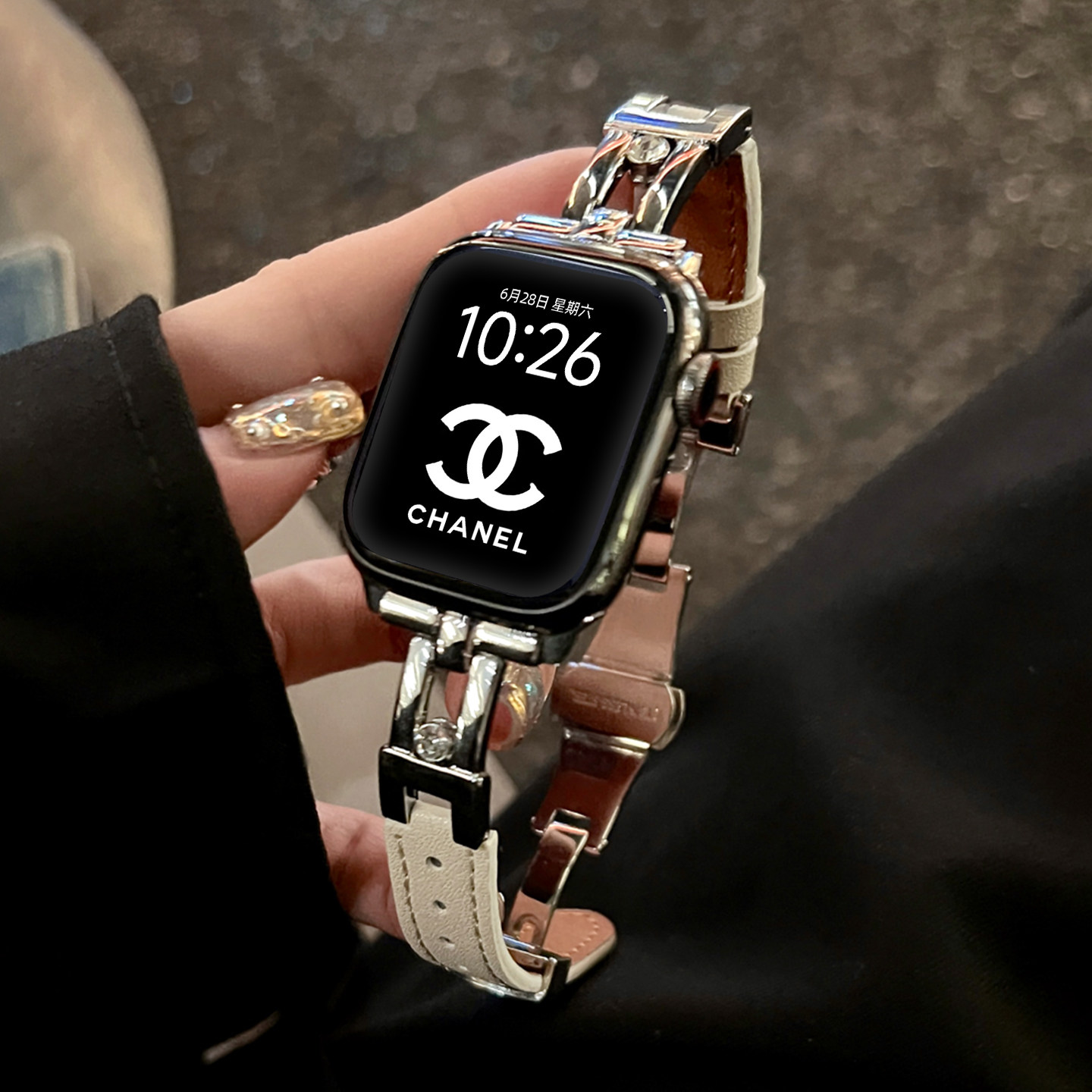 适用华为FIT4表带FIT3手表智能腕表FIT4pro滑梯拼皮watchfit4春夏watch四代手环腕带金属fit2小众链女款配件