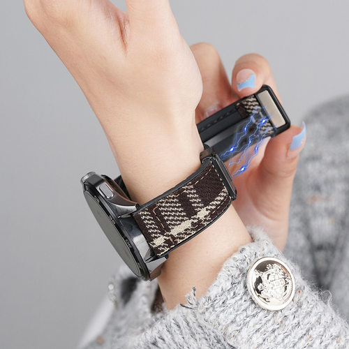 适用三星watch6磁吸扣毛呢表带