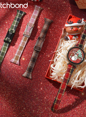 适用华为GT5表带watchgt4圣诞款5pro新年礼物毛呢表带gt3男女智能腕表gt2运动红色款buds手链秋冬watch4腕带