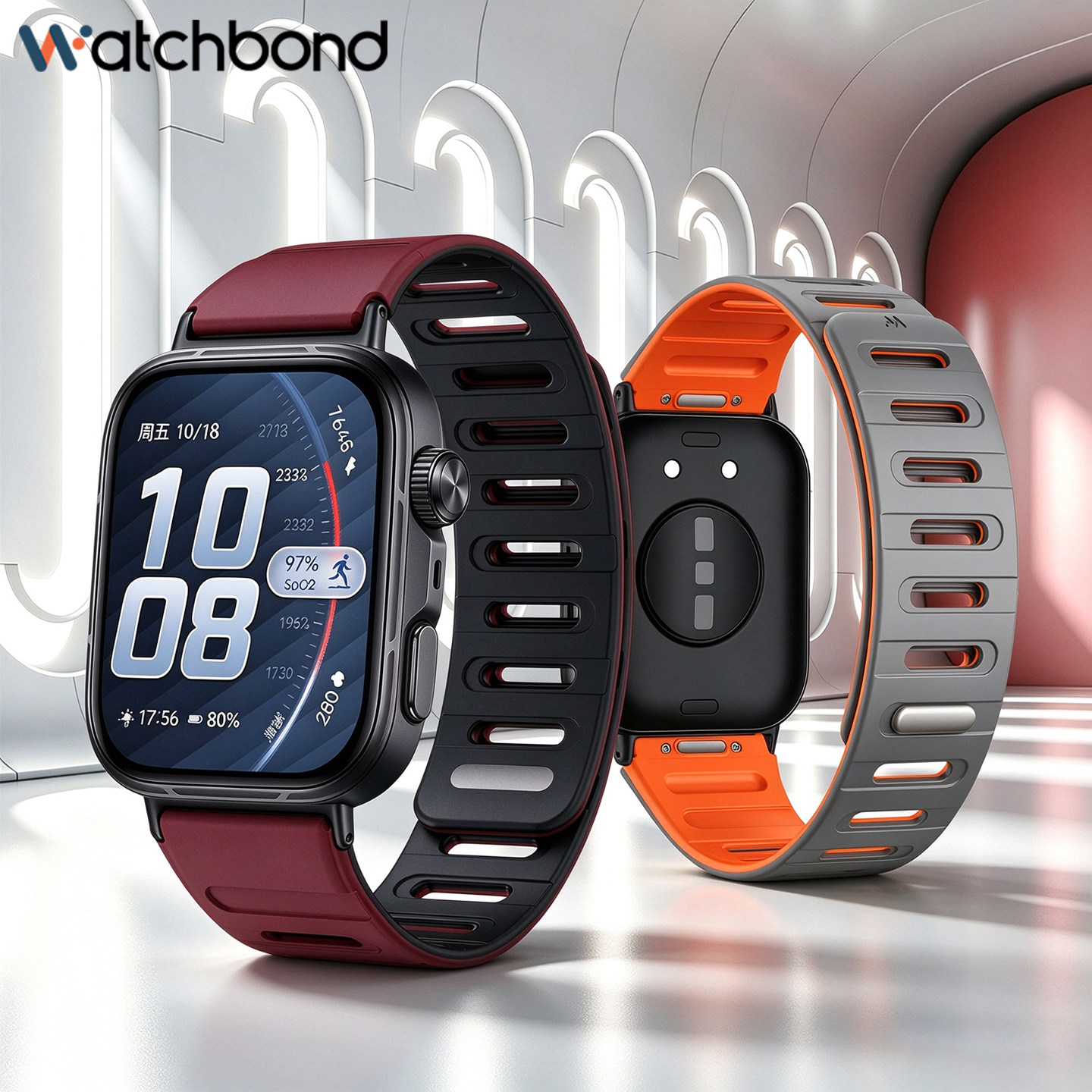 【Air磁浮橡胶】适用华为watchfit5pro手表磁吸橡胶表带fit4按压式fit4pro智能fit3腕表带男透气轻薄硅胶秋冬