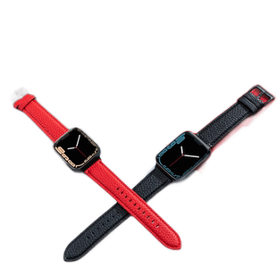 适用iwatch真皮苹果手表表带applewatch8/9红色ultra/2创意se2男7代6/5/4/3新款45mm44/40/41/42女生s7皮革s8