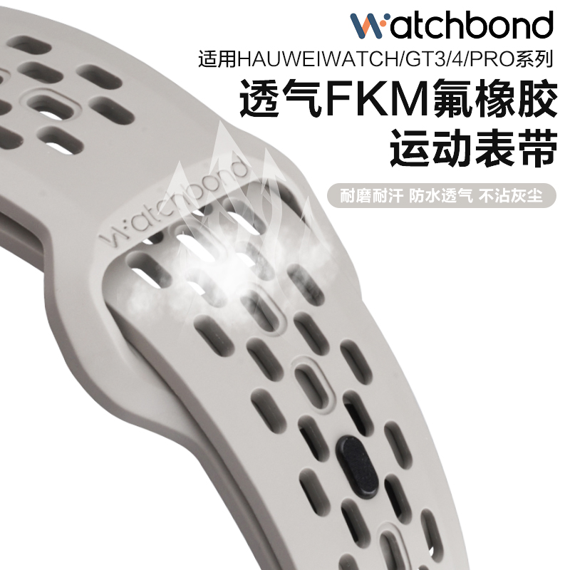 适用华为watch4/Pro氟橡胶表带