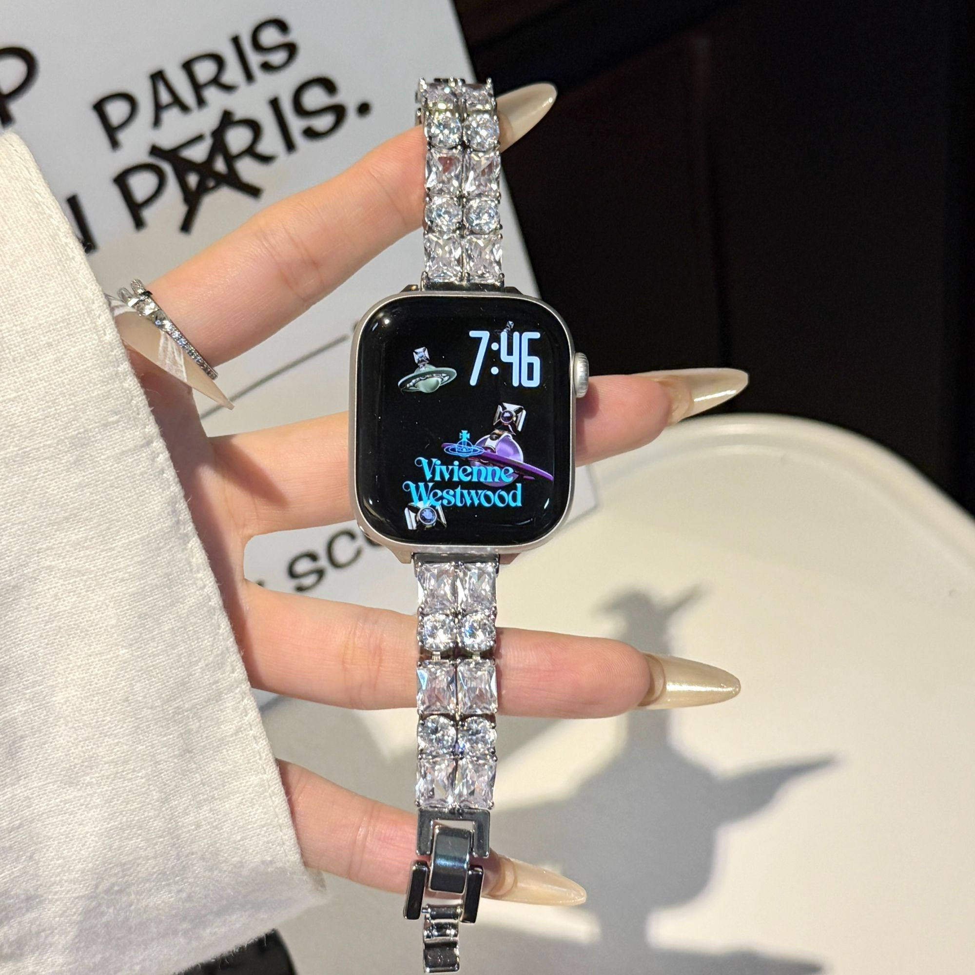 适用华为FIT5手表带watchfit4锆石全铜镶钻FIT3智能手环fit4pro女款fit5pro新款高级感fit5专用金属腕带配件