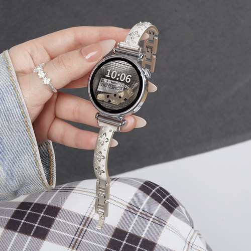 适用华为GT5手表女士布曳拉提手镯表带watchgt5pro冰川白运动GT4智能GT3高级感gt2pro夏季表链金属冰晶蓝