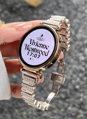 适用华为GT5手表带watchgt5pro不规则镶钻金属腕表带GT4运动GT3智能2pro女生夏天41mm表链透气冰晶蓝配件