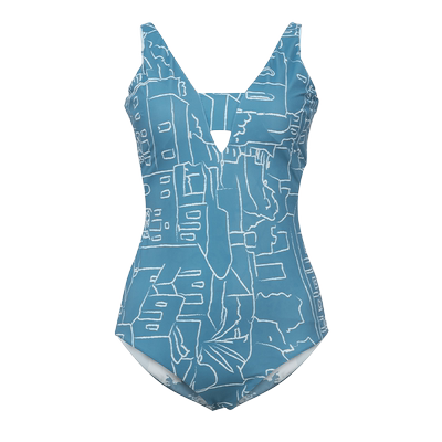 连体泳衣显瘦女印花双面穿泳装