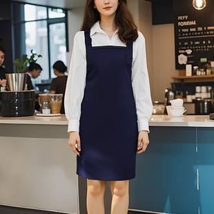 新北欧薄款围裙防泼水厨房烘焙咖啡店奶茶男女日式美甲服务定蓝工