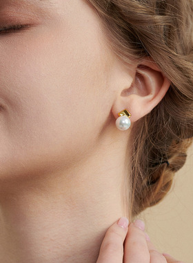 lulu chang耳语系列法式珍珠耳饰925银 简约气质耳钉SE265
