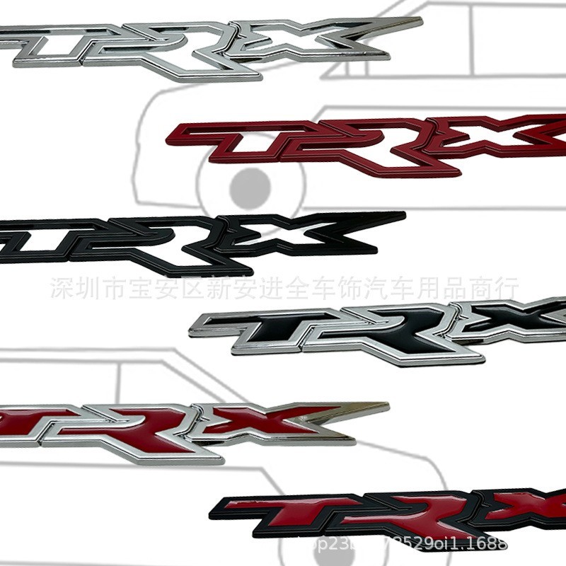 TRX车标适用于道奇霸王龙公羊皮卡金属改装TRX车贴后备箱贴标侧标